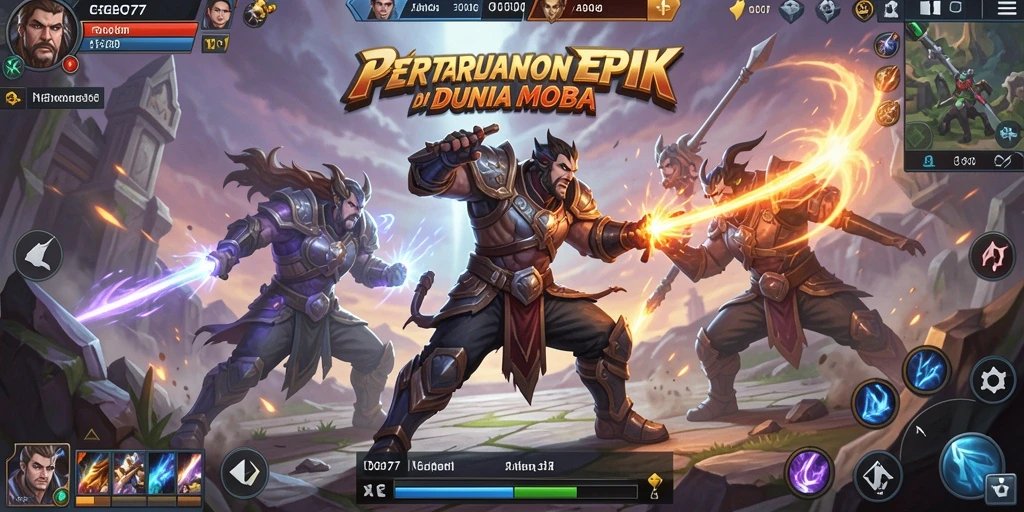 Gameplay seru COO77 yang menampilkan pertarungan antara hero.
