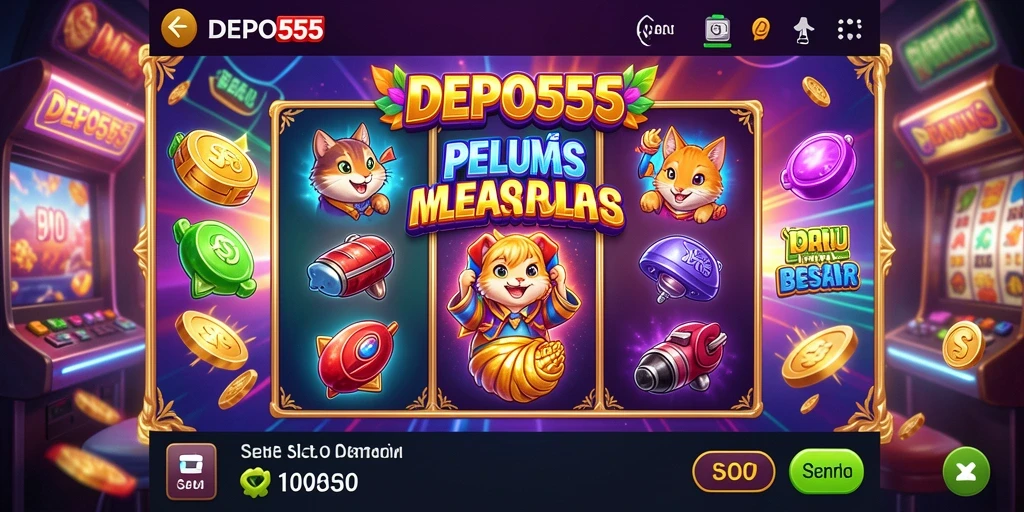 Screenshot DEPO555 menampilkan gameplay slot yang menarik dan penuh warna.