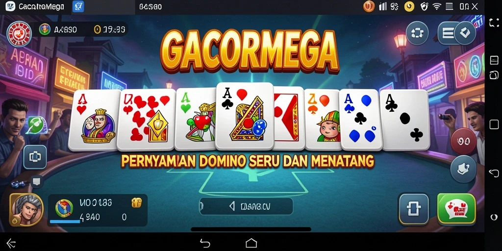 Screenshot di GACORMEGA menampilkan gameplay domino yang mendebarkan.