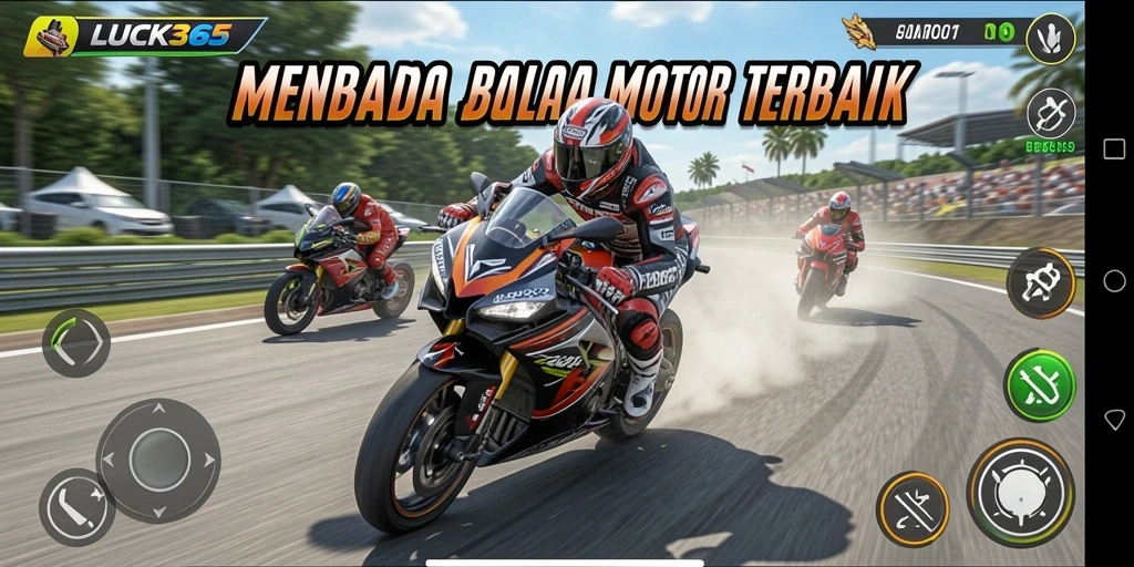 Tampilan gameplay menantang di <strong>LUCK365</strong> dengan balapan motor yang mendebarkan.