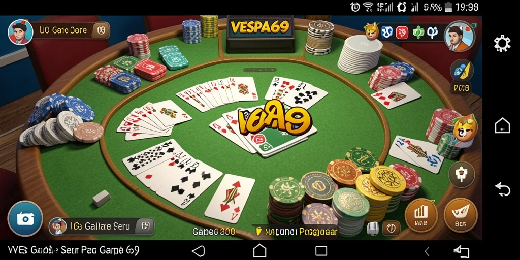 Screenshot VESPA69 menampilkan serunya permainan Gaple dengan tampilan menarik.